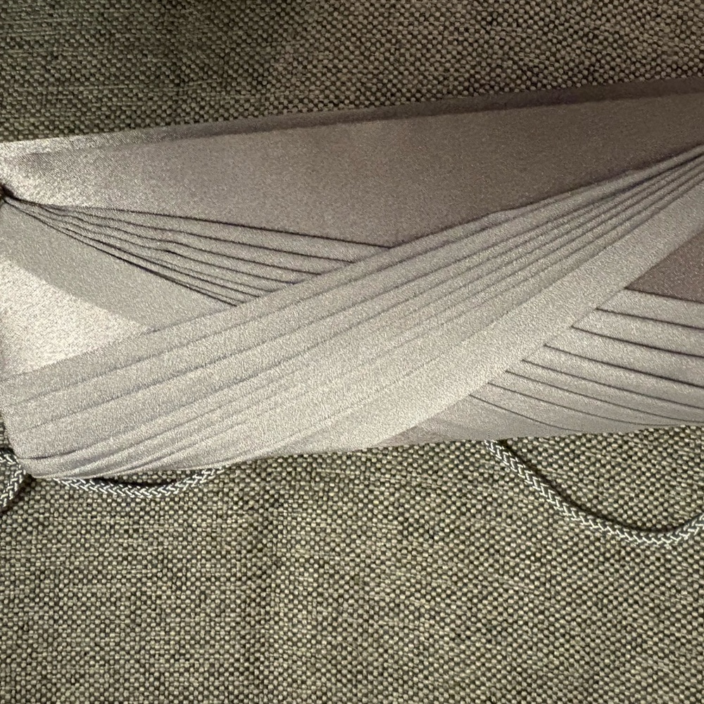 Satin Ruched Envelope Clutch in Taupe/Gray